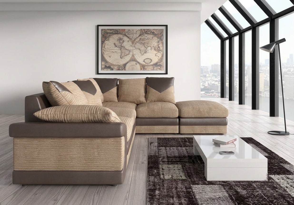 Dinno Corner Sofa – Beige & Brown Luxury Sofa - Image 3