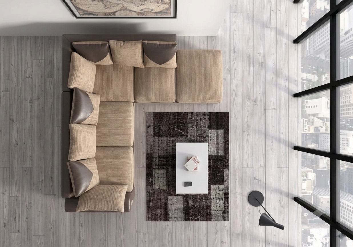 Dinno Corner Sofa – Beige & Brown Luxury Sofa - Image 4