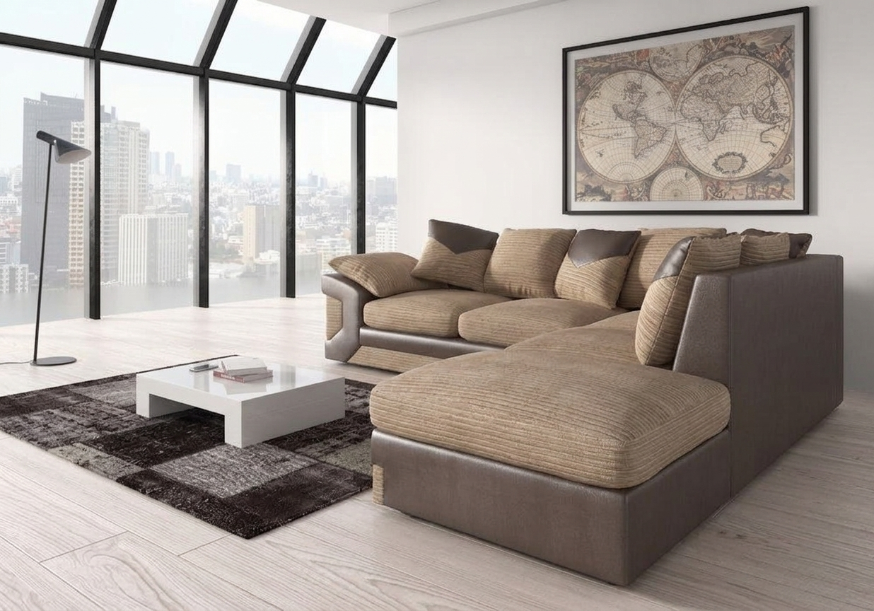 Dinno Corner Sofa – Beige & Brown Luxury Sofa - Image 2