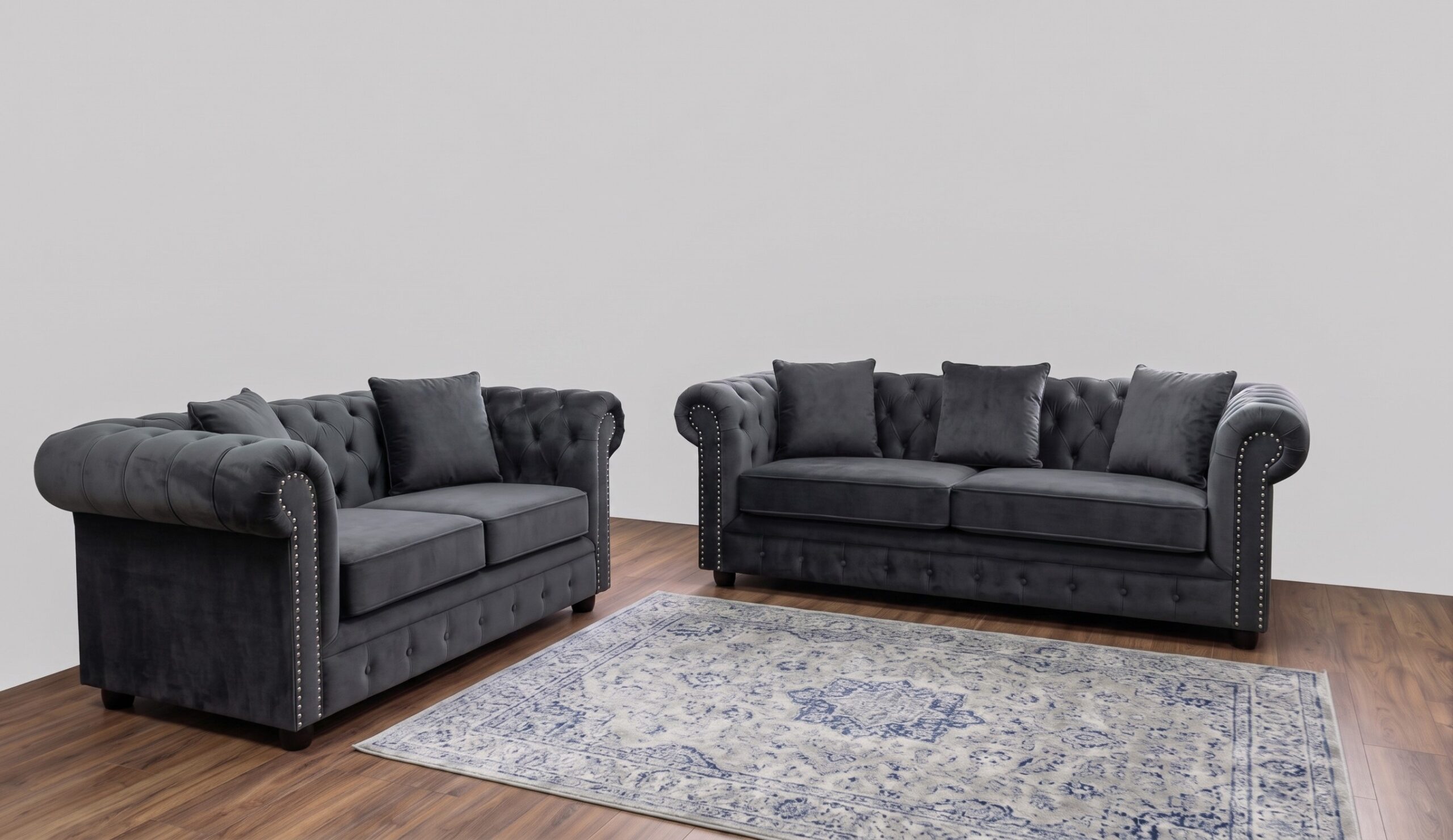 Marilyn 3+2 Sofa – Grey Velvet Sofa - Image 2