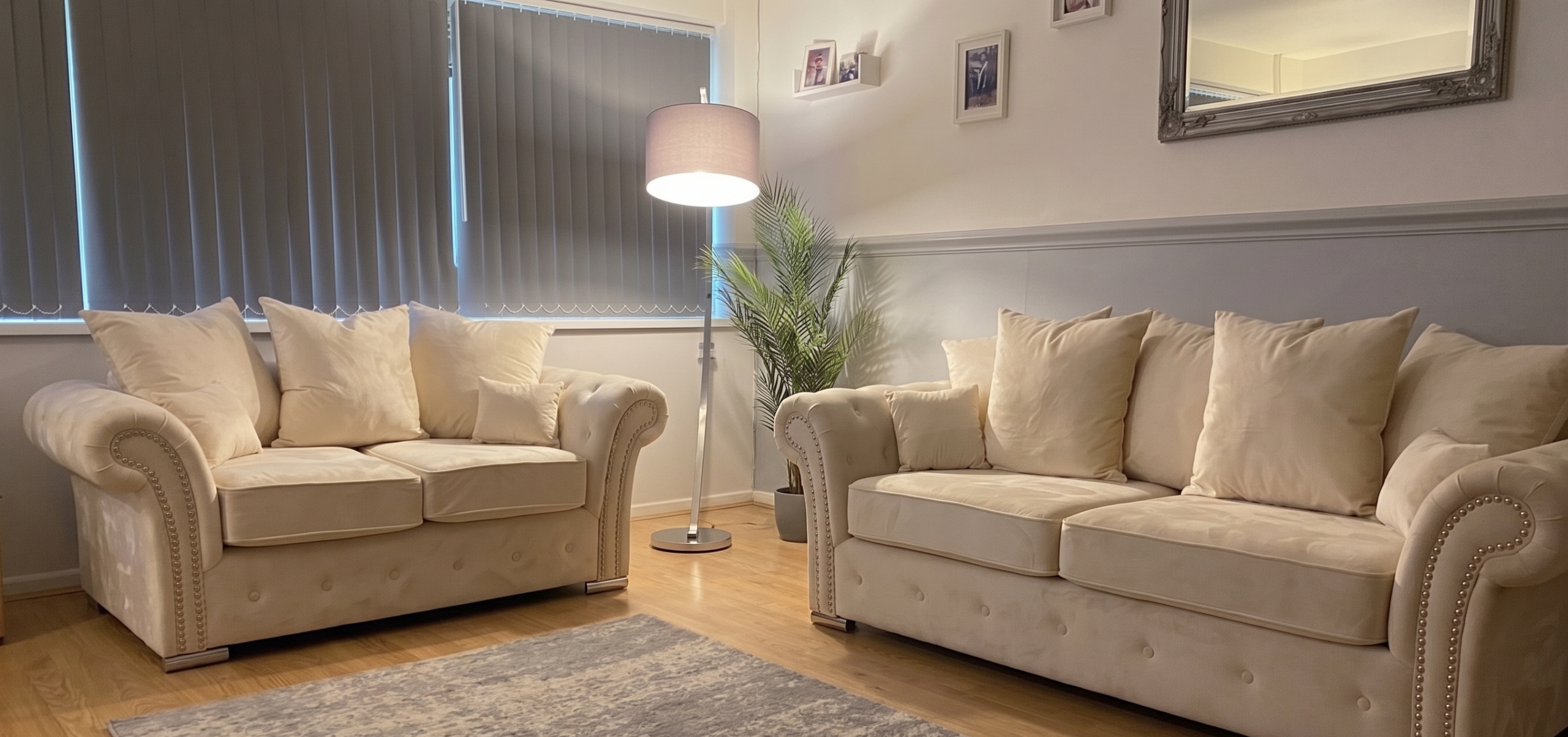 Marilyn 3+2 Sofa – Cream Velvet Sofa - Image 4