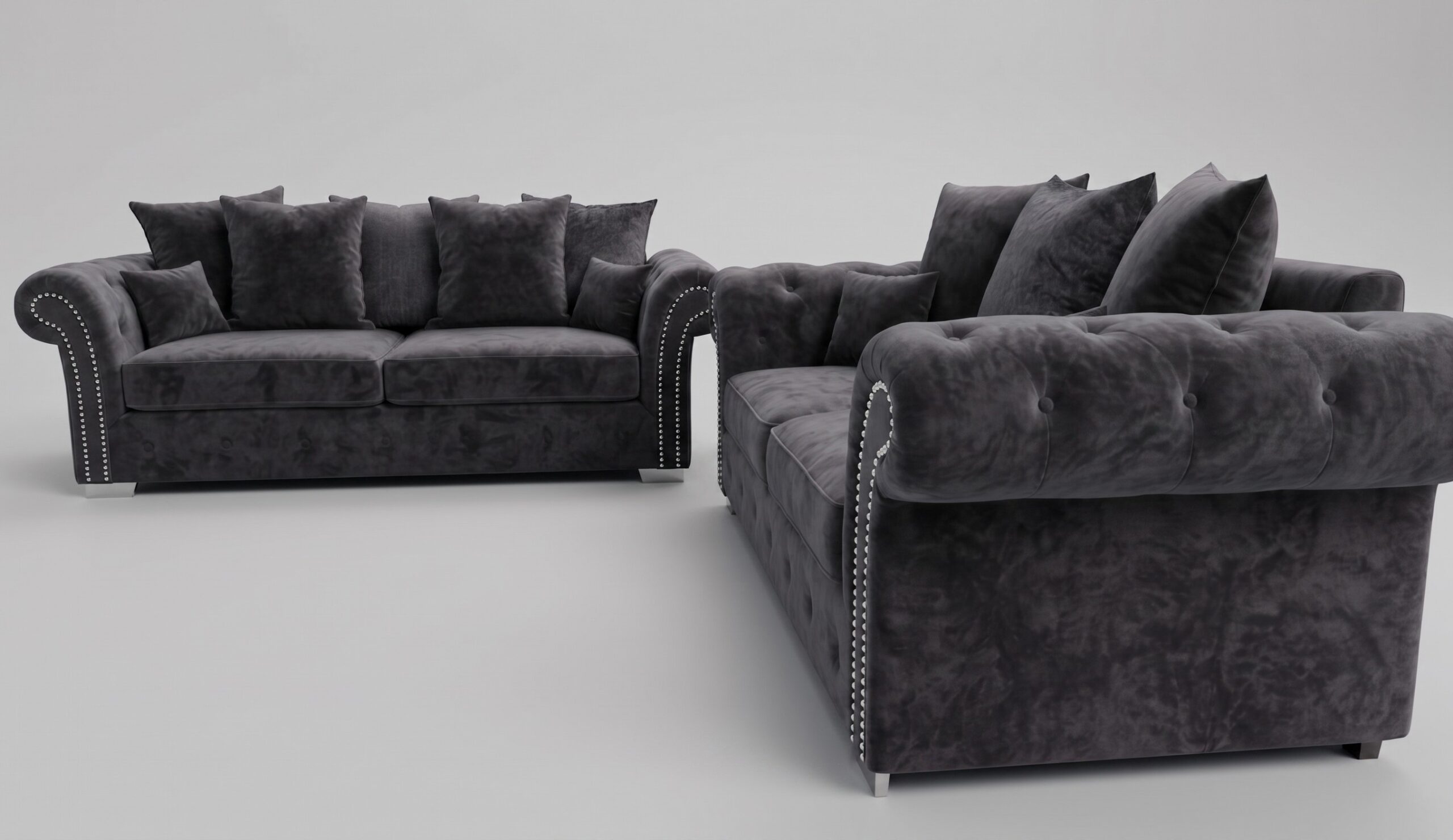 Marilyn 3+2 Sofa – Grey Velvet Sofa - Image 4