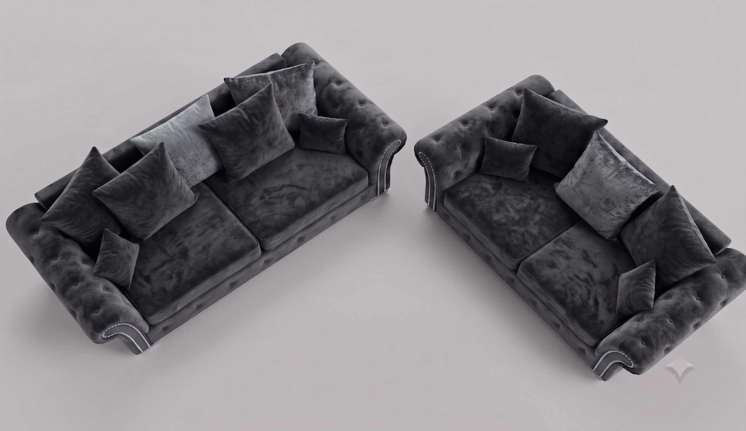 Marilyn 3+2 Sofa – Grey Velvet Sofa - Image 3