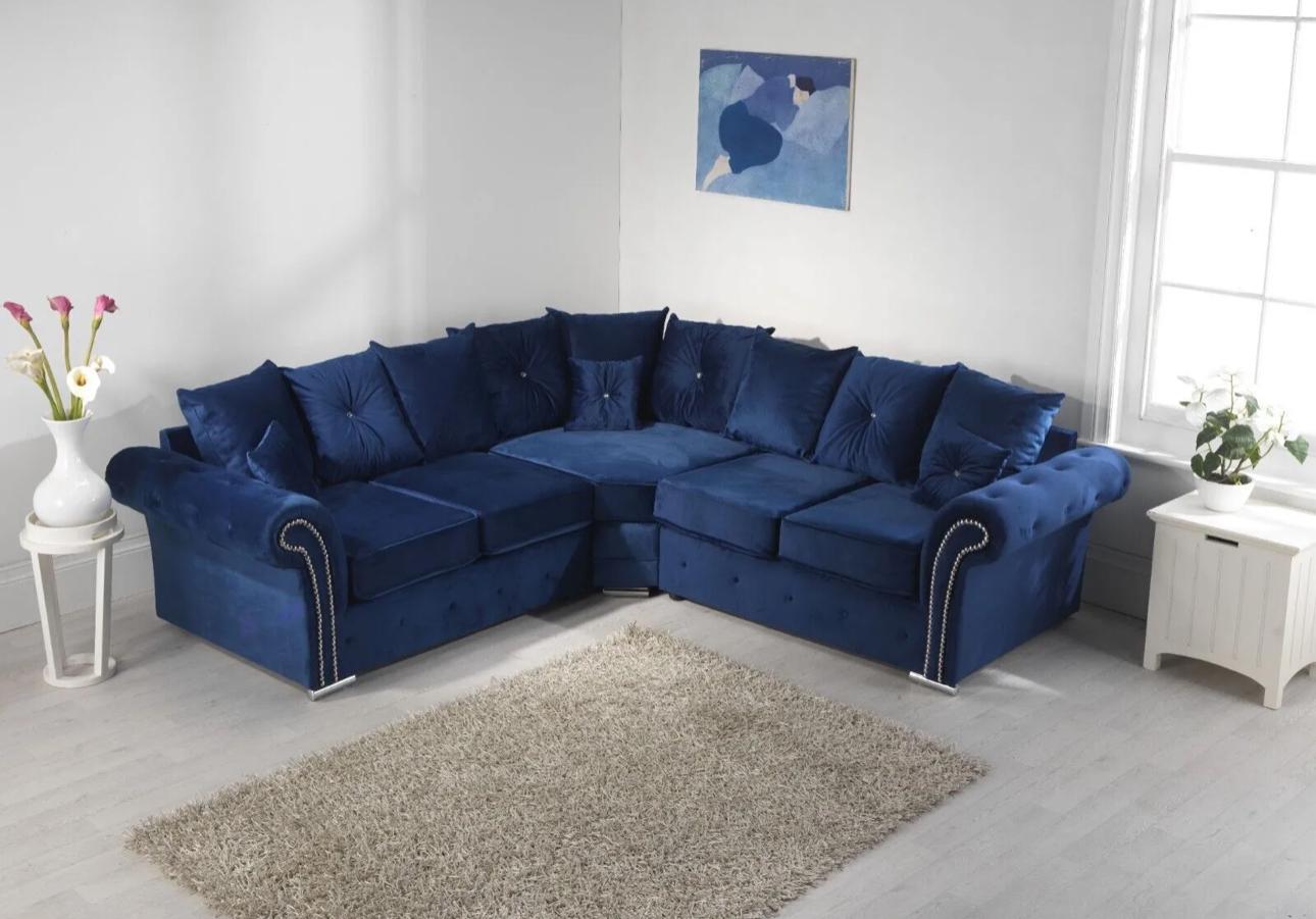 Marilyn Corner Sofa – Blue Velvet Sofa