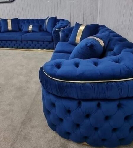 Khalifa Chesterfield 3+2 Seater Sofa Set –Blue Velvet