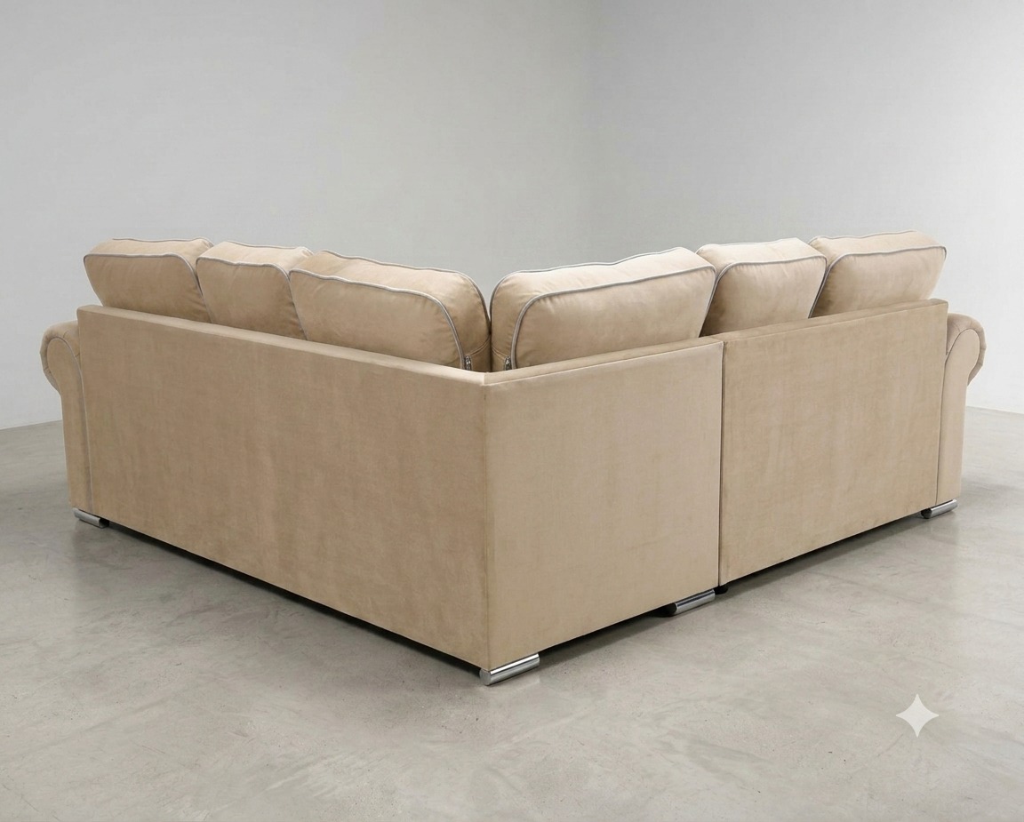Marylin Corner Sofa – Champagne with Diamond Button Detailing - Image 4