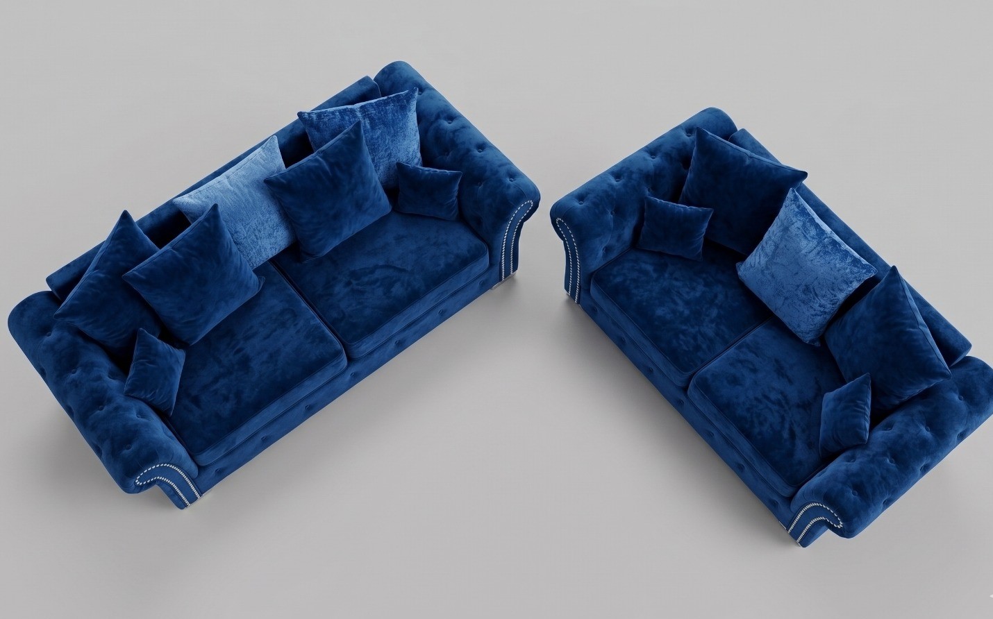 Marilyn 3+2 Sofa – Blue Velvet Sofa - Image 3